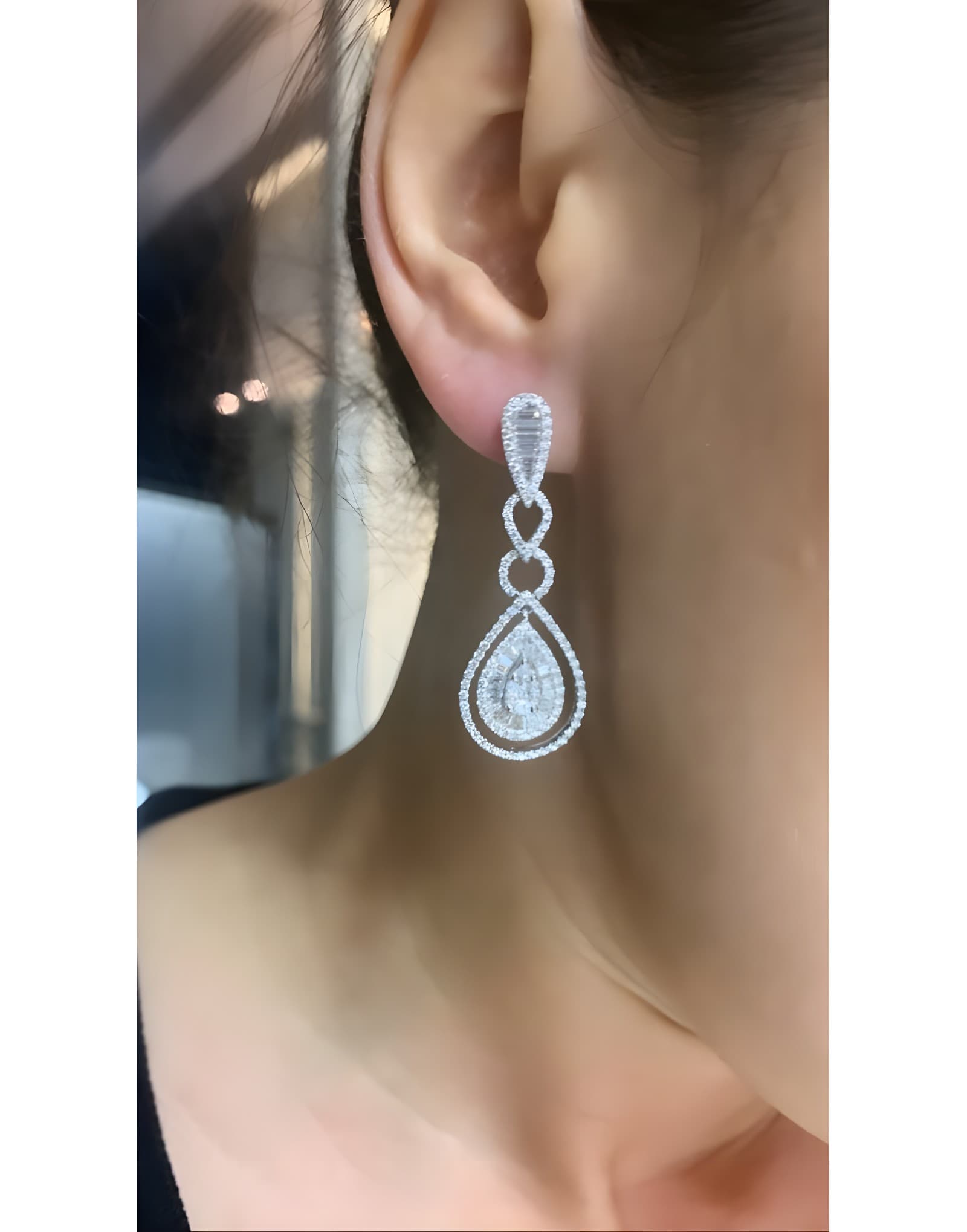 2.75ct Baget Pırlanta Küpe