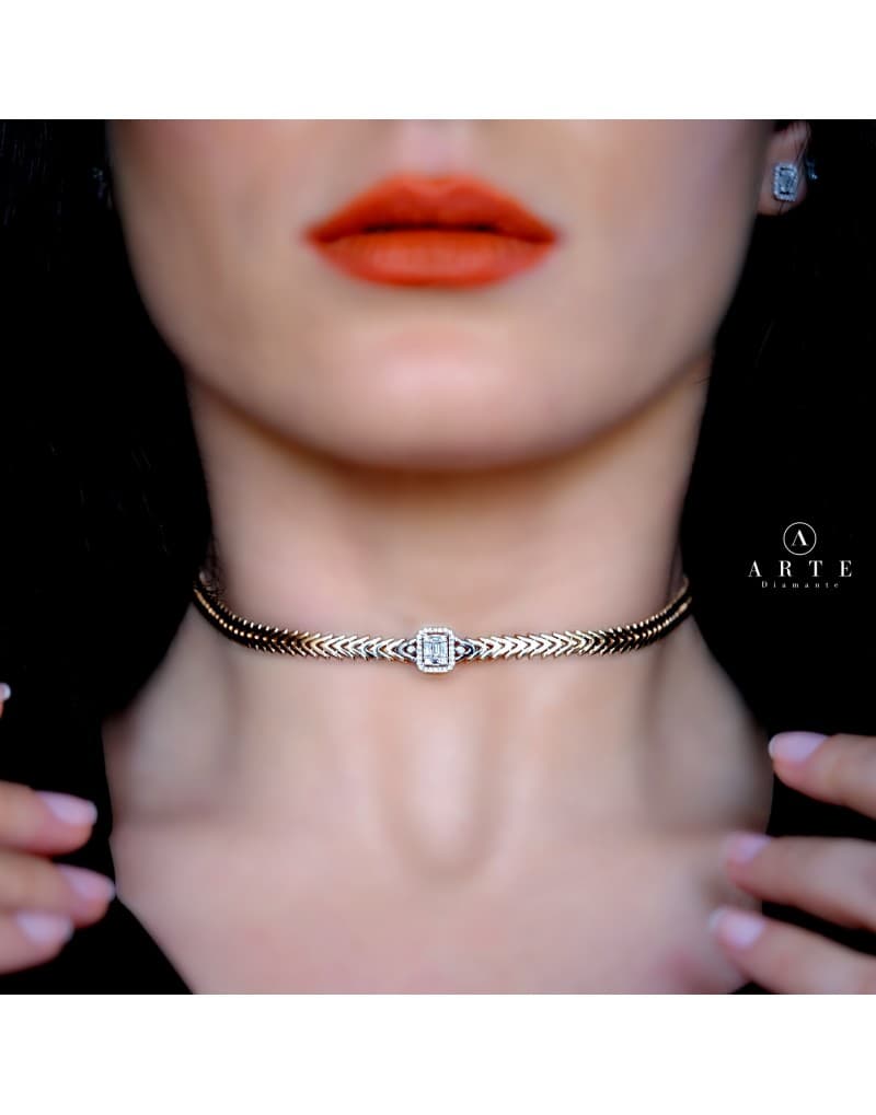 Choker Baget Pırlanta Balık Sırtı