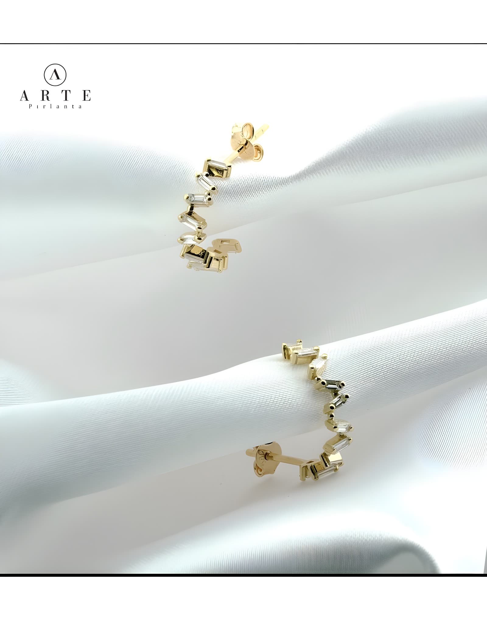 0.41ct Baget Pırlantalı Küpe