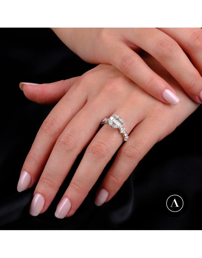 Baget Pırlanta 0.90ct F Rengi Yüzük