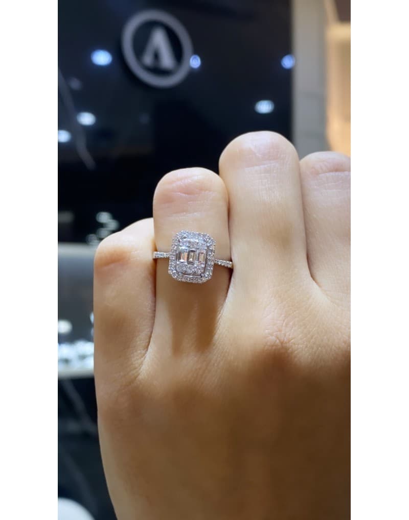 0.60ct F Rengi Baget Pırlanta Altın Yüzük