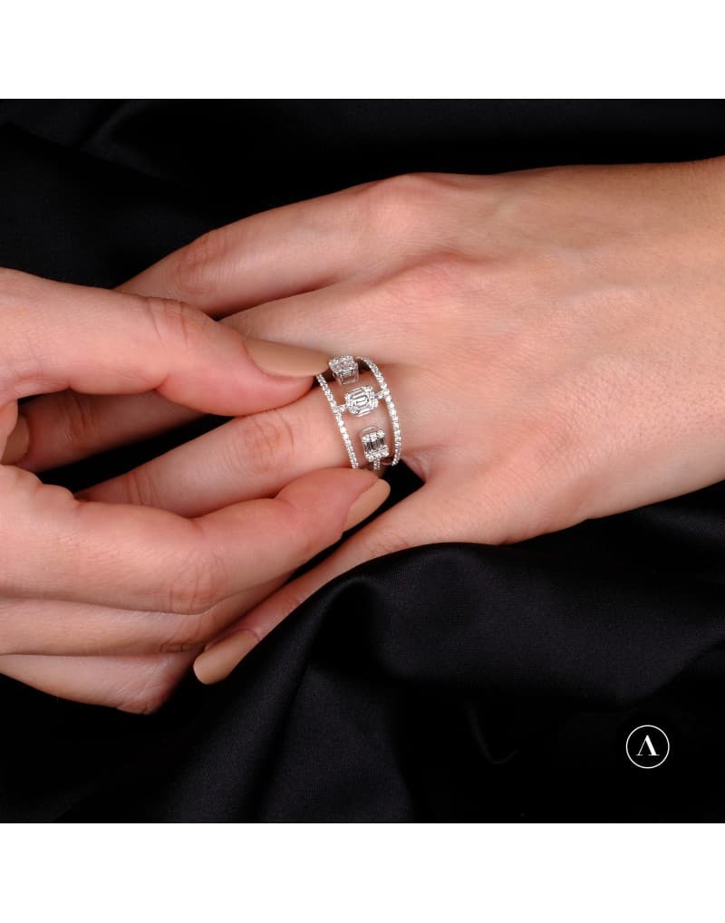 0.90ct F Rengi Baget Pırlanta Stil Yüzük