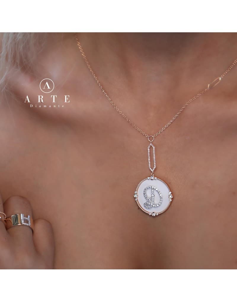 Yeni Siyah Onyx Pırlantalı Harf Kolye KAMPANYA