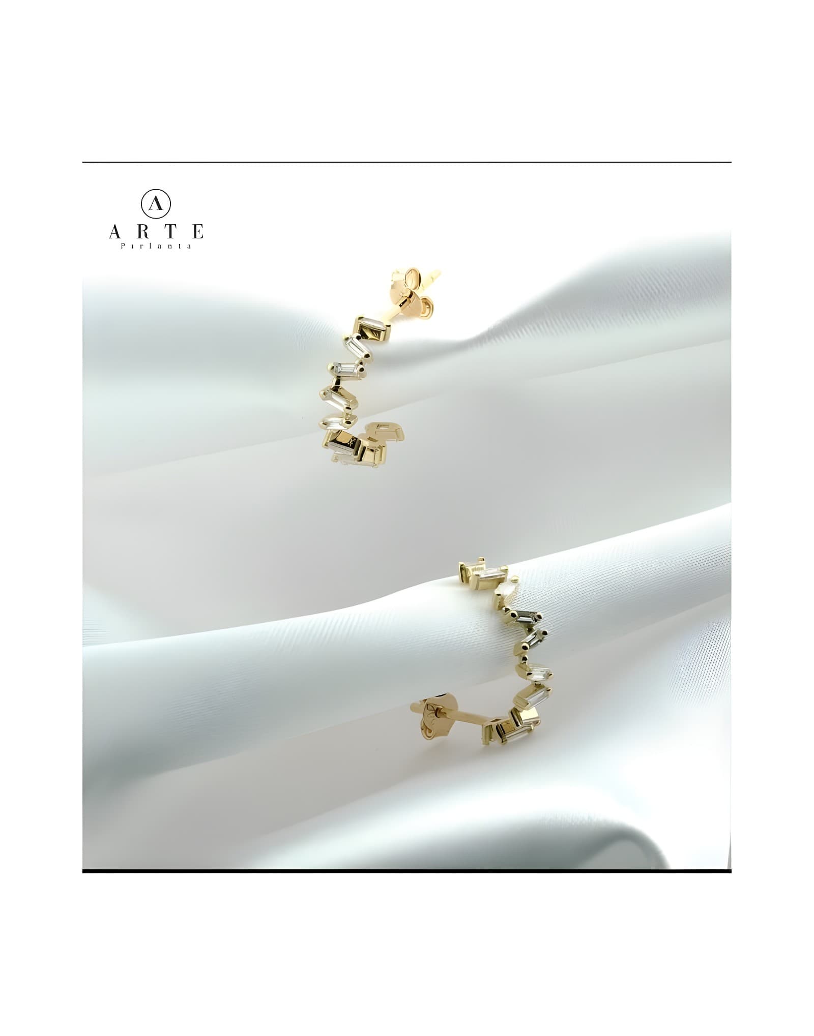 TEK 0.20ct Baget Pırlanta Küpe