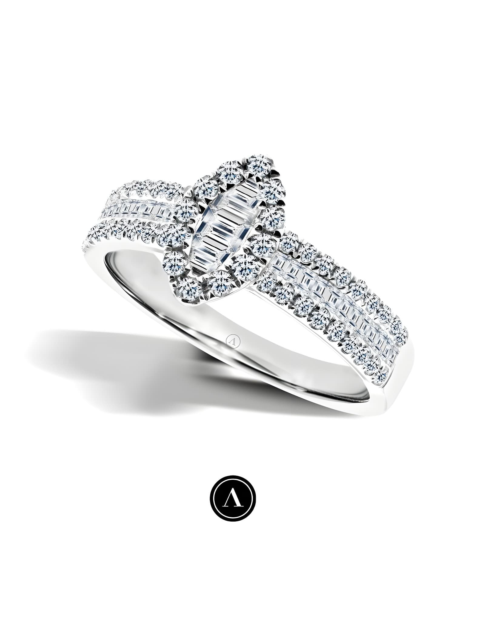 0.65ct F Rengi Baget Pırlanta Yüzük