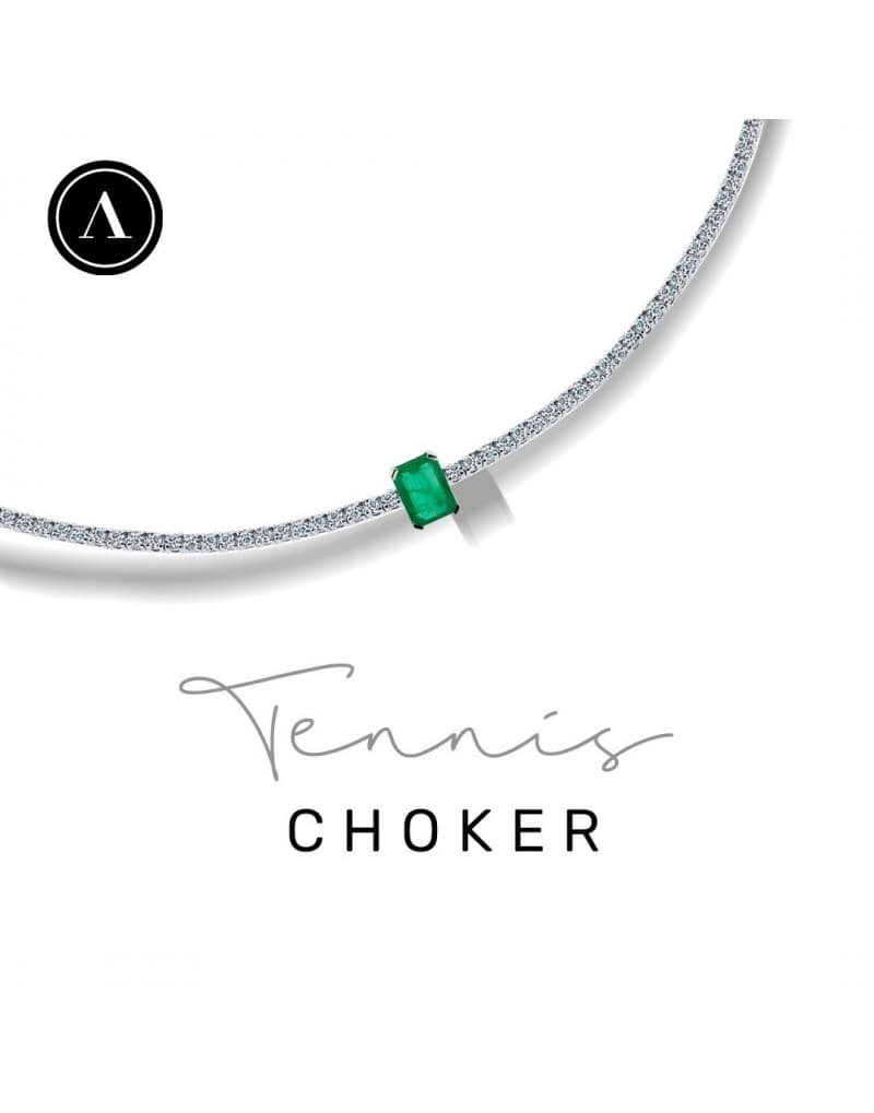 3.00ct Zümrüt &amp; Pırlanta Tennis Choker