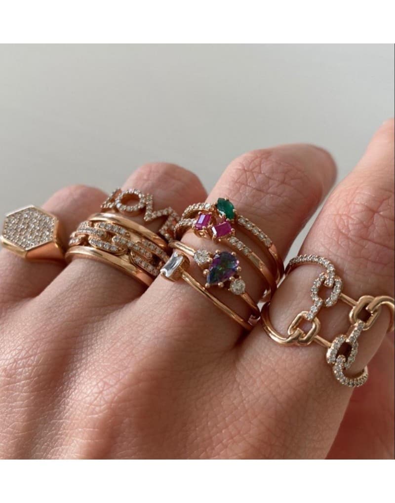 0.30ct F Rengi Zincir Görünüm Yüzük
