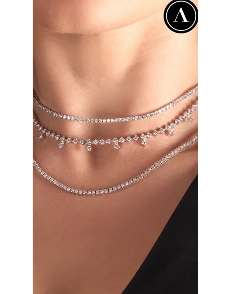 3.50ct F Rengi 7 sallantılı Tennis Choker