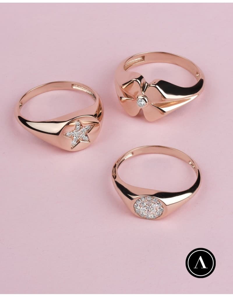 0.05ct Pırlanta Yonca Yüzük