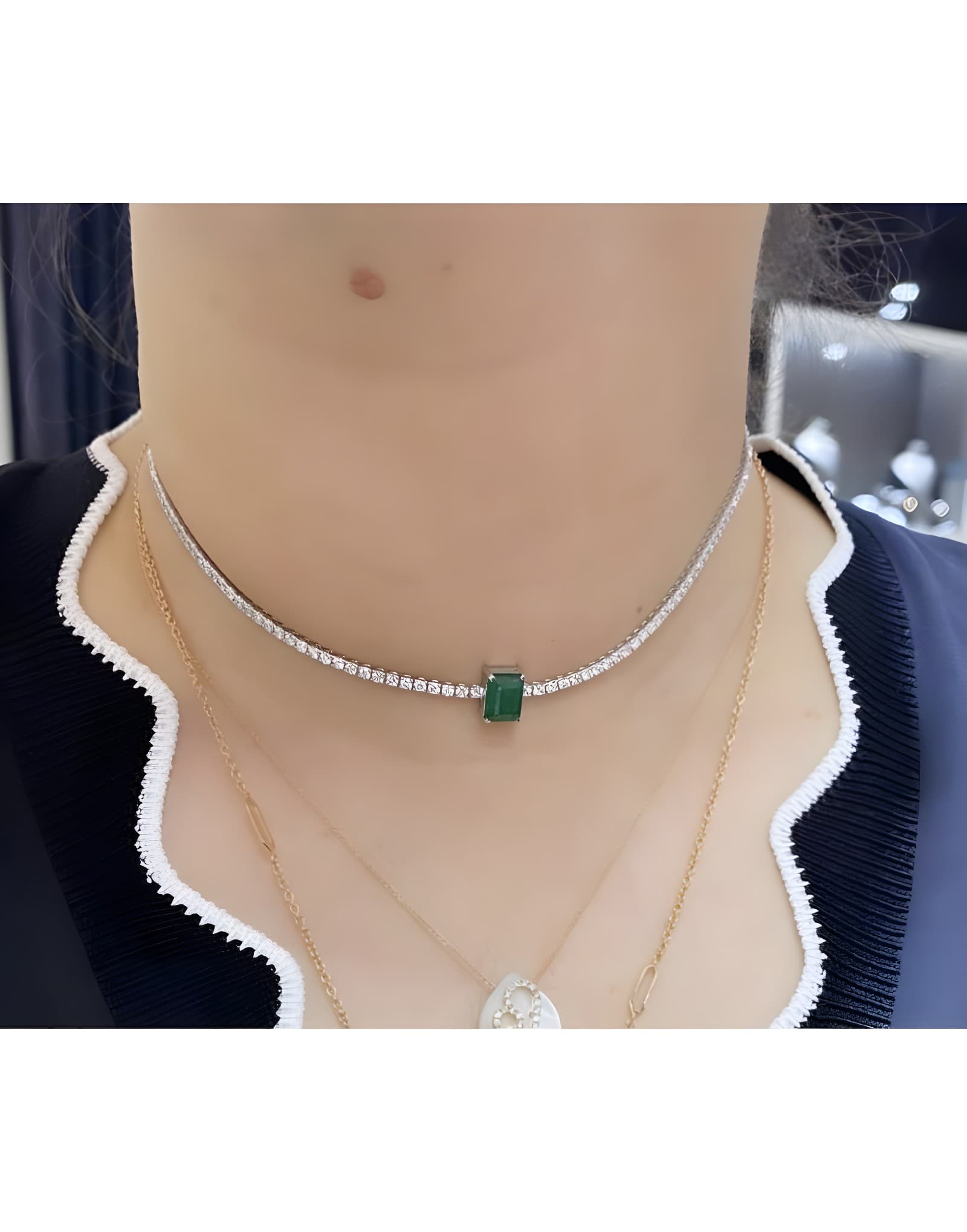 7.50 ct F Rengi Pırlanta x Zümrüt Choker
