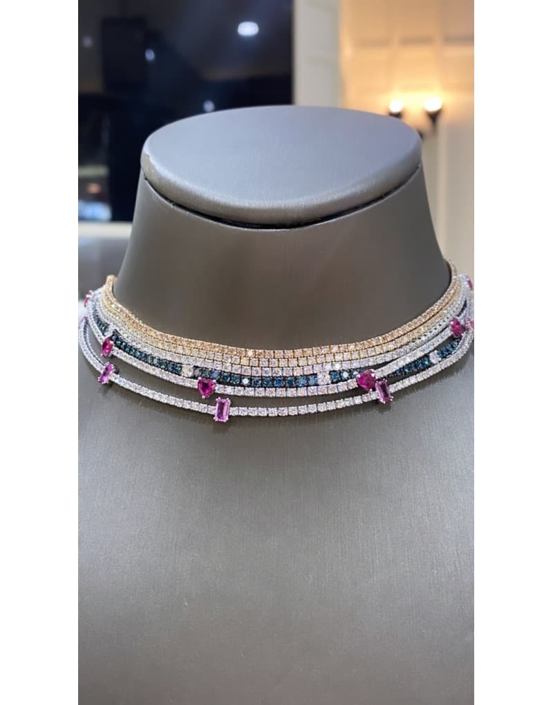 4.55ct Mavi Pırlantalı Choker