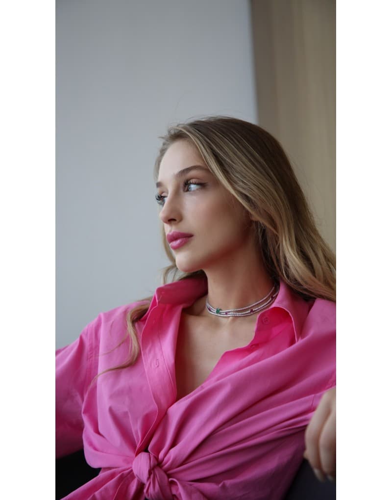 3.00ct Pırlanta ve kalp Kesim Yakut Choker