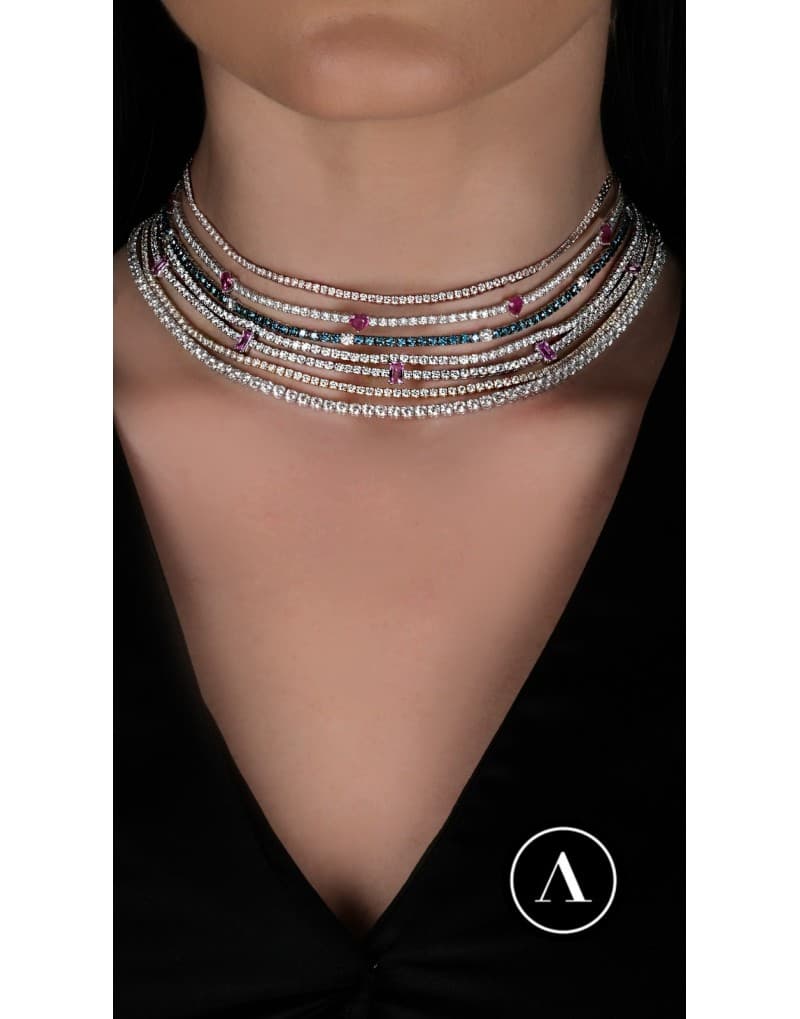 3.00ct Pırlanta ve kalp Kesim Yakut Choker