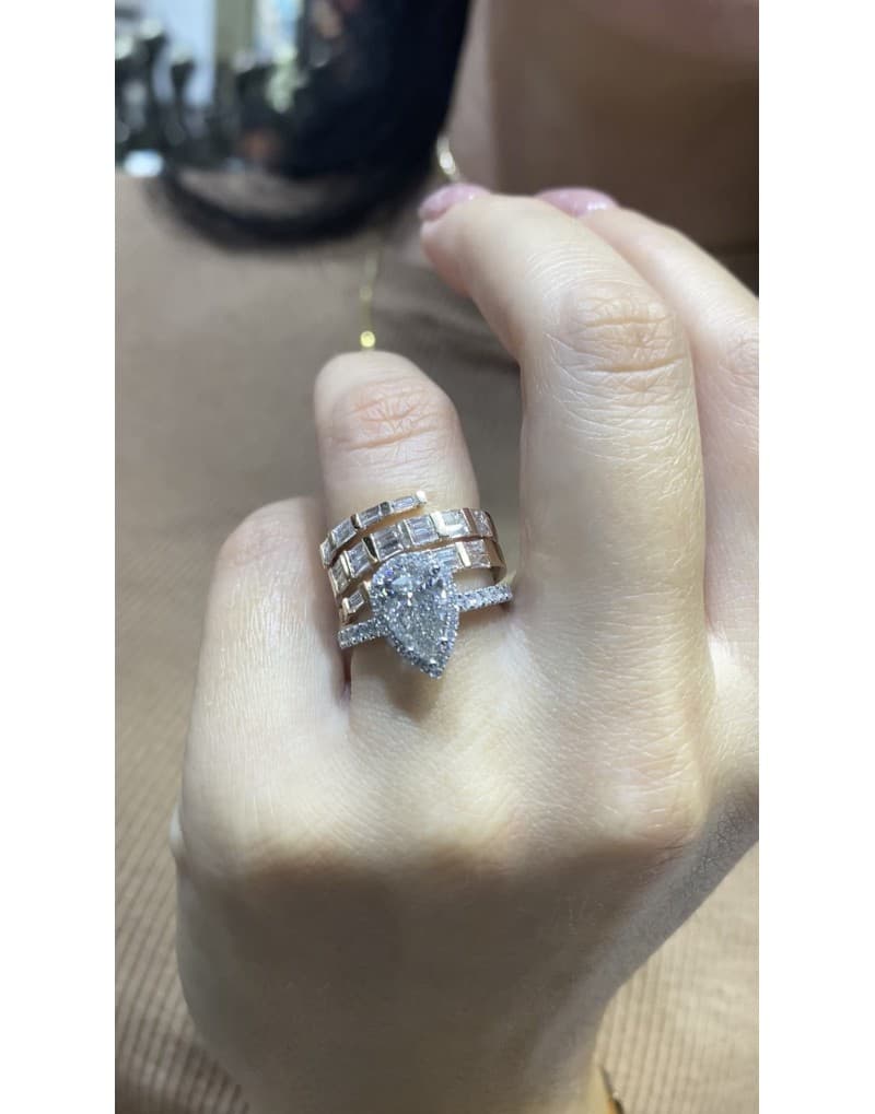 1.50ct F Color Pear Damla Tektaş Pırlanta Yüzük