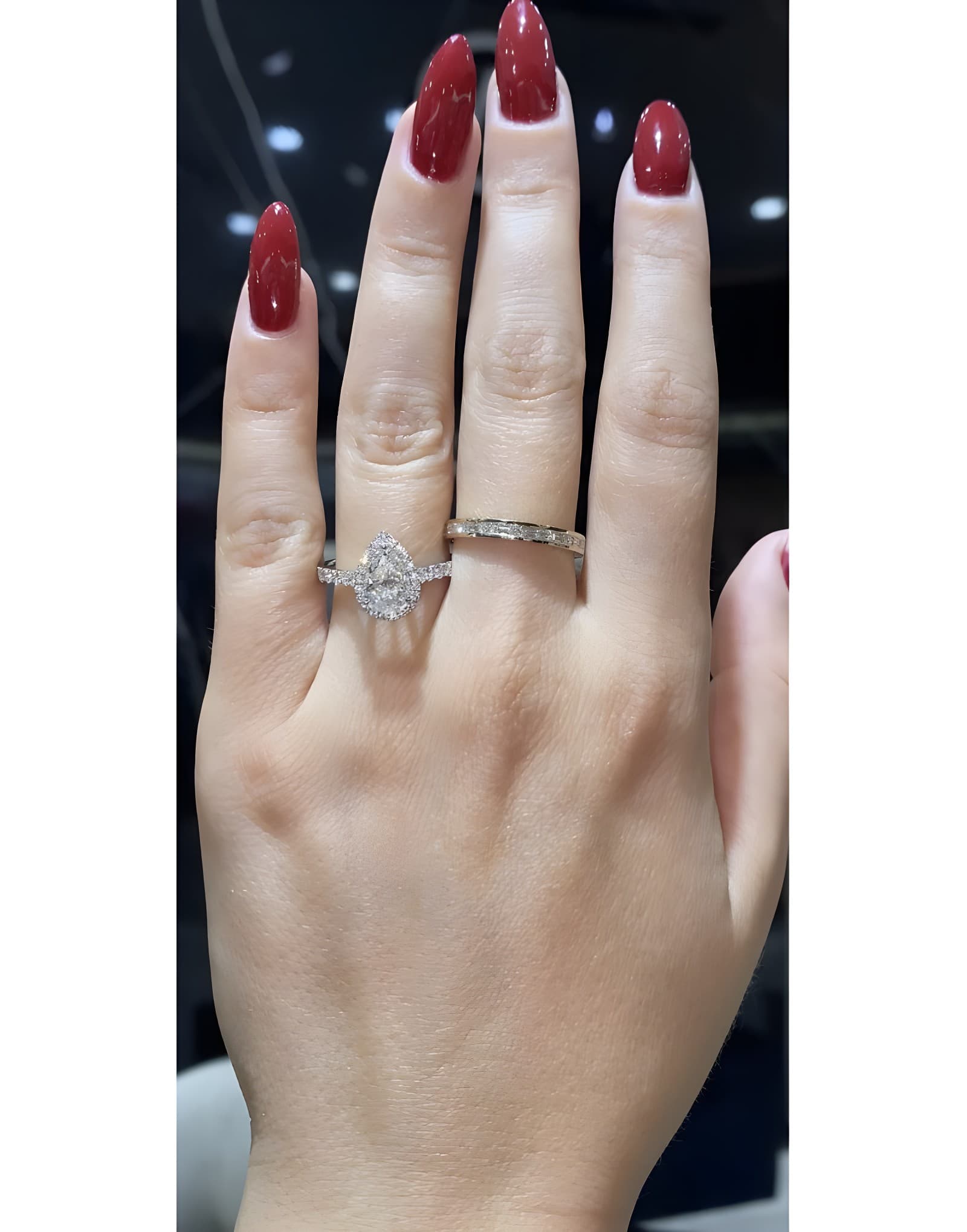 1.50ct F Color Pear Damla Tektaş Pırlanta Yüzük