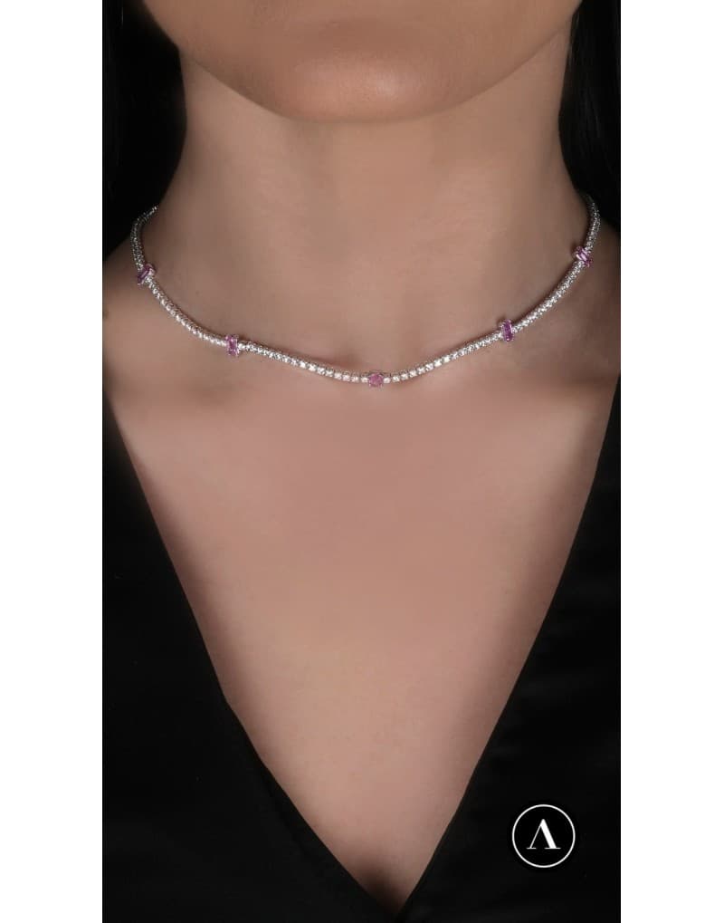 Pinky Safir Pırlanta Choker