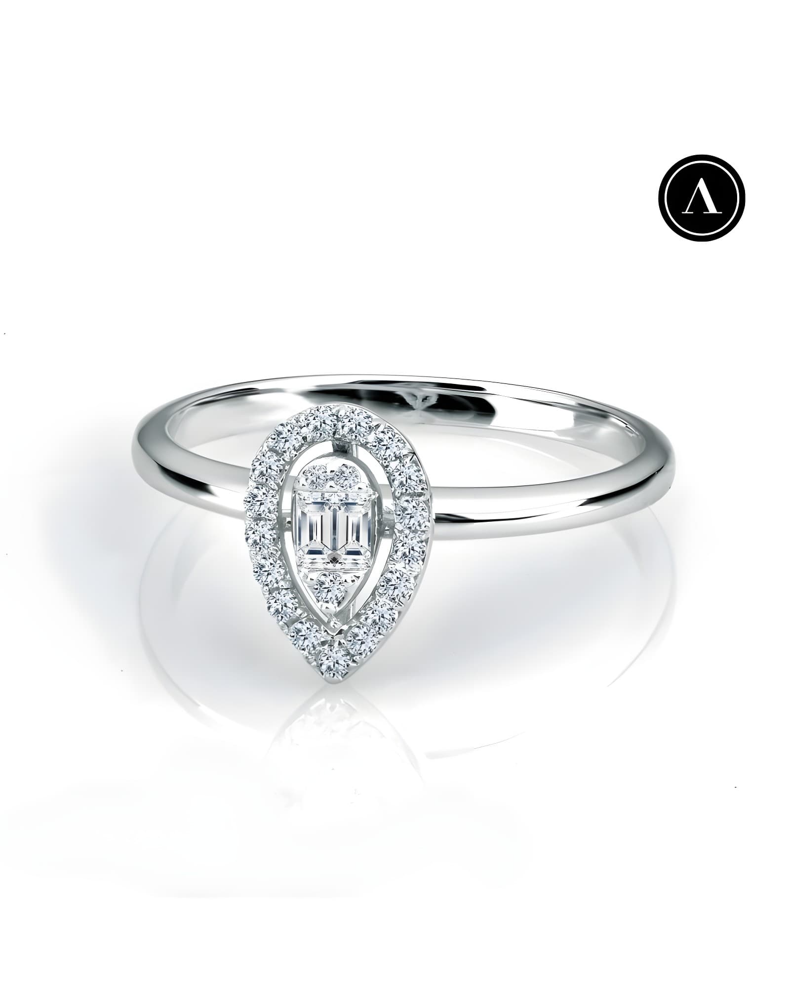 0.16ct Damla Baget Pırlanta Yüzük