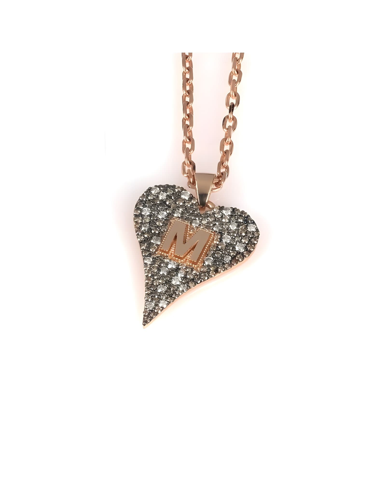 In my heart Brown Mix Pırlantalı Harf Kolye