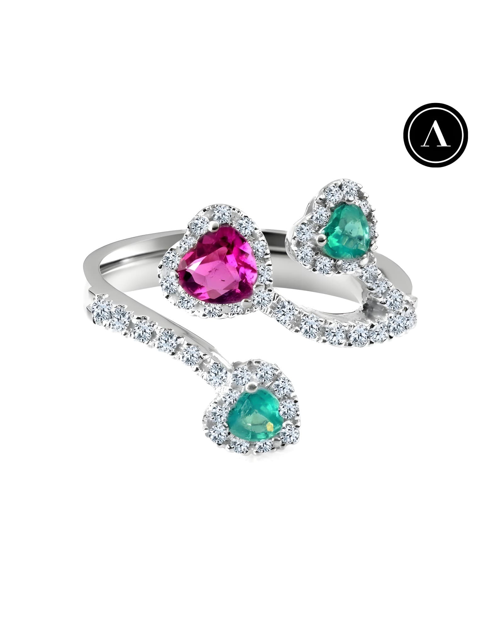 Colorful Heart Series Üçlü Pırlanta Yüzük