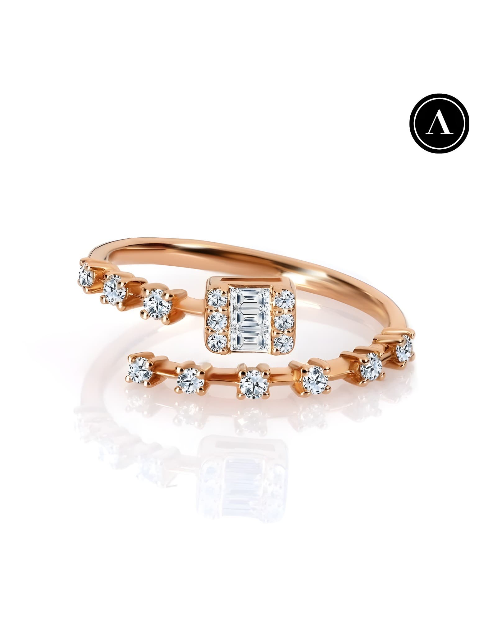 0.30ct Baget Pırlantalı Günlük Stil Yüzük