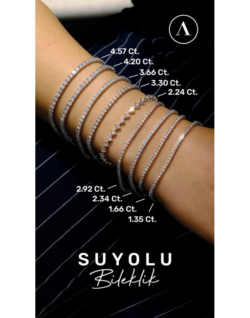 3.21ct F Rengi Pırlanta Su Yolu Bileklik