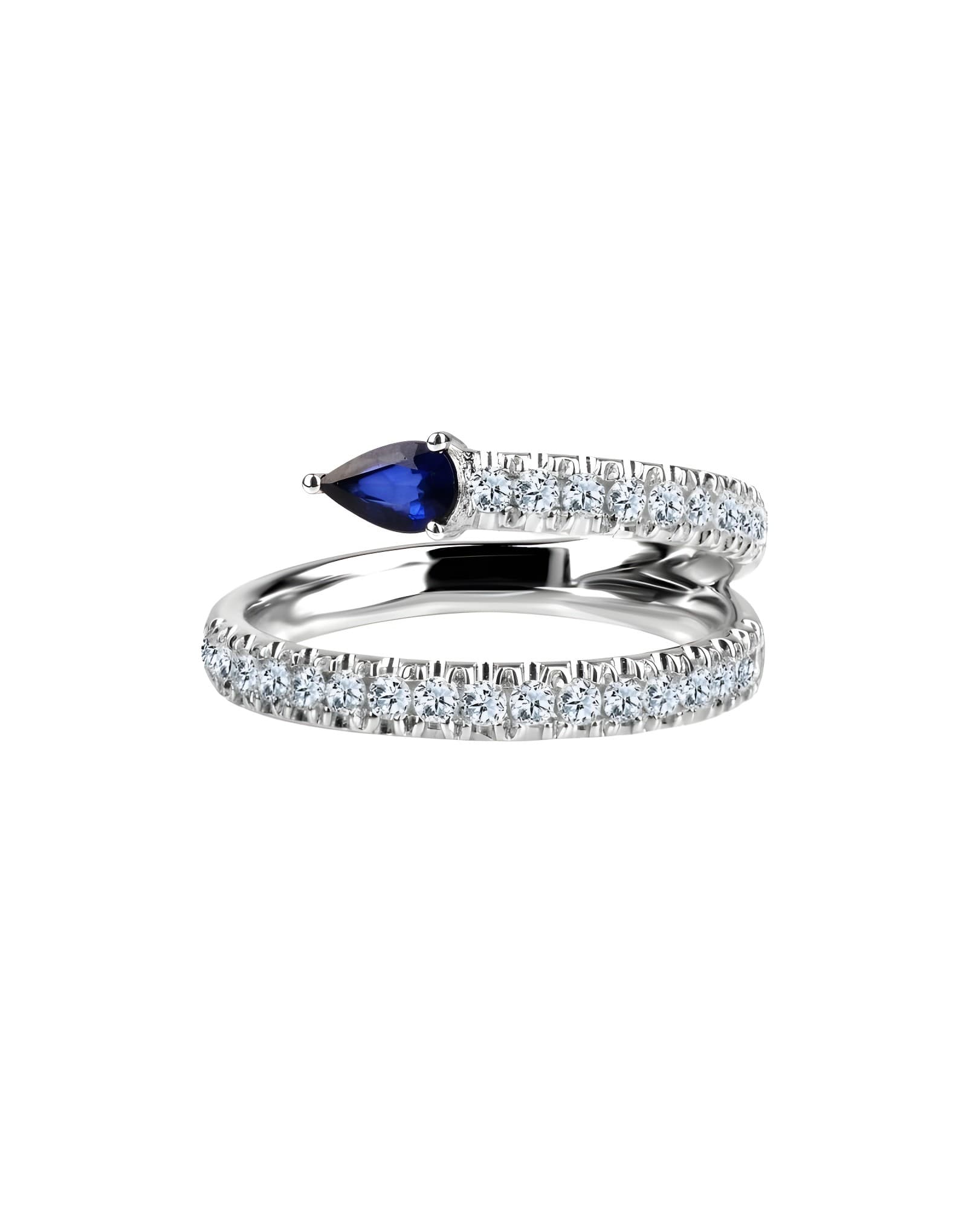 0.80ct Pırlanta ve Damla Safirli Altın Yüzük