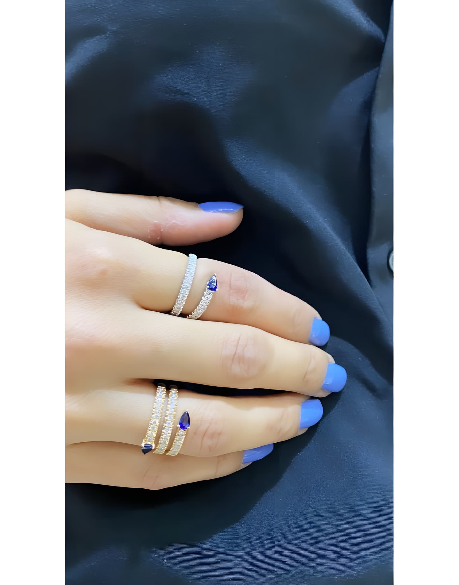 0.80ct Pırlanta ve Damla Safirli Altın Yüzük