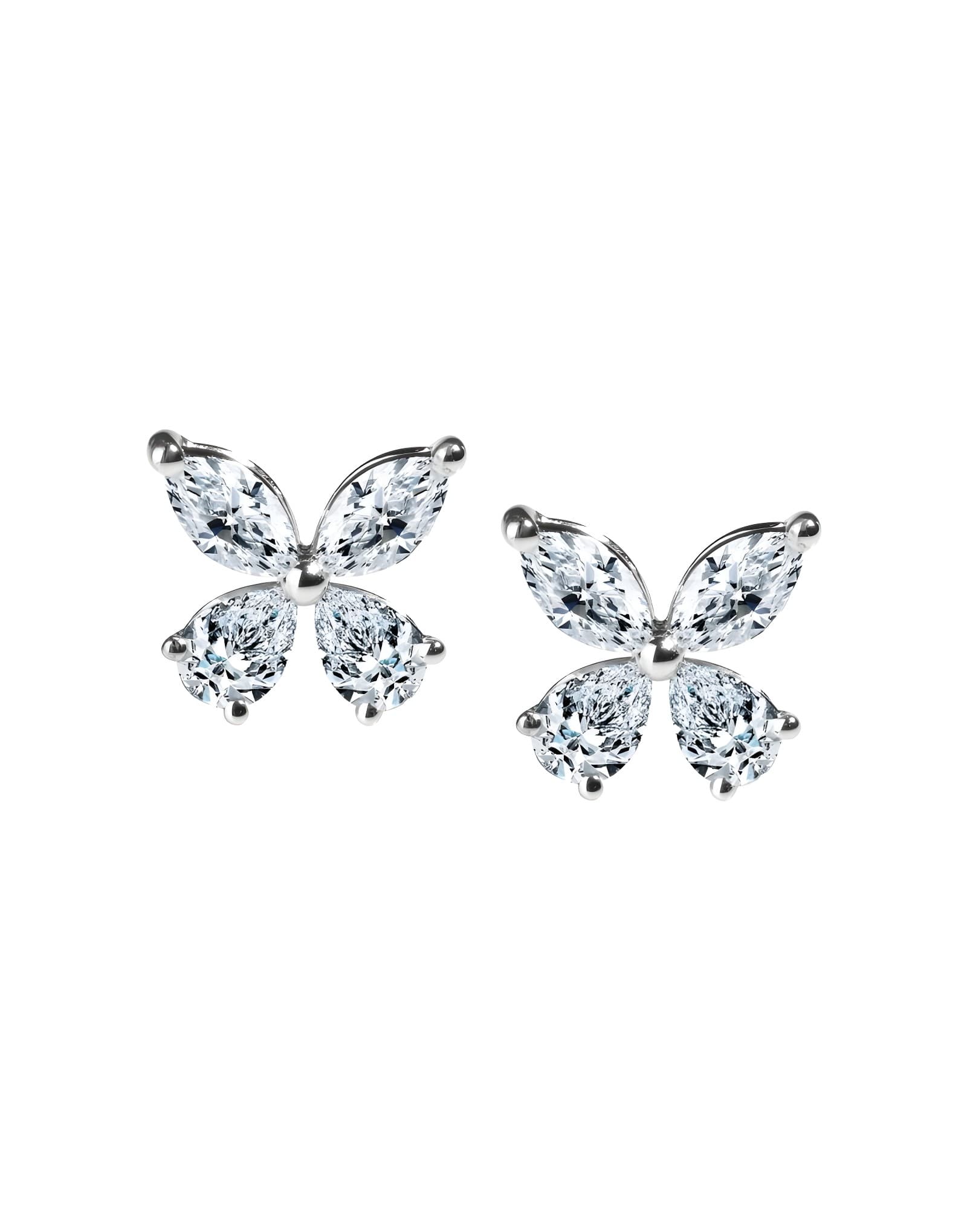 0.70ct F Rengi Damla Markiz Pırlanta Altın Kelebek Küpe