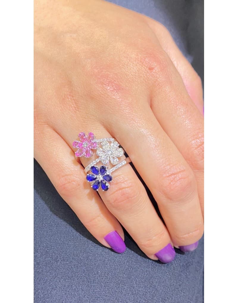 Flora PINK Pırlantalı Altın Yüzük