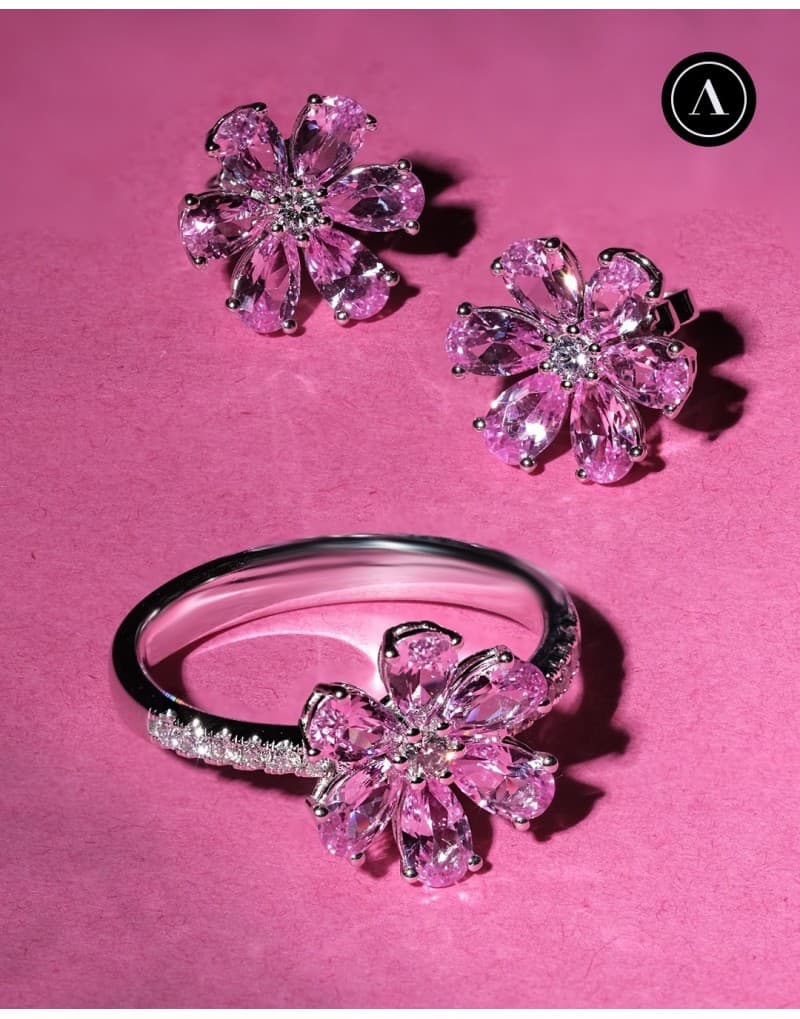 Flora PINK Pırlantalı Altın Yüzük
