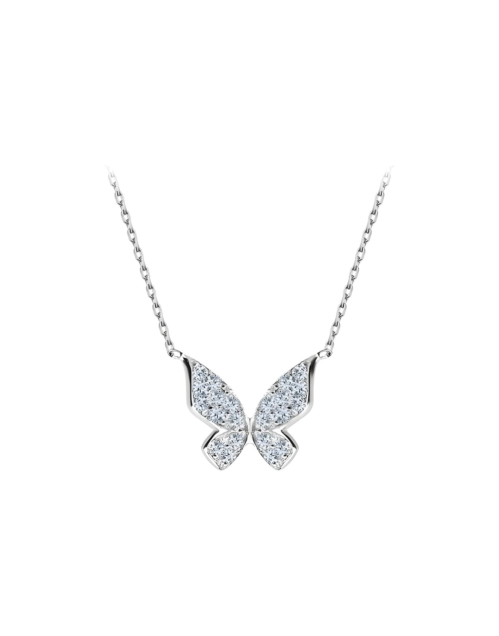 0.12ct F Rengi Pırlanta Altın Kelebek Kolye