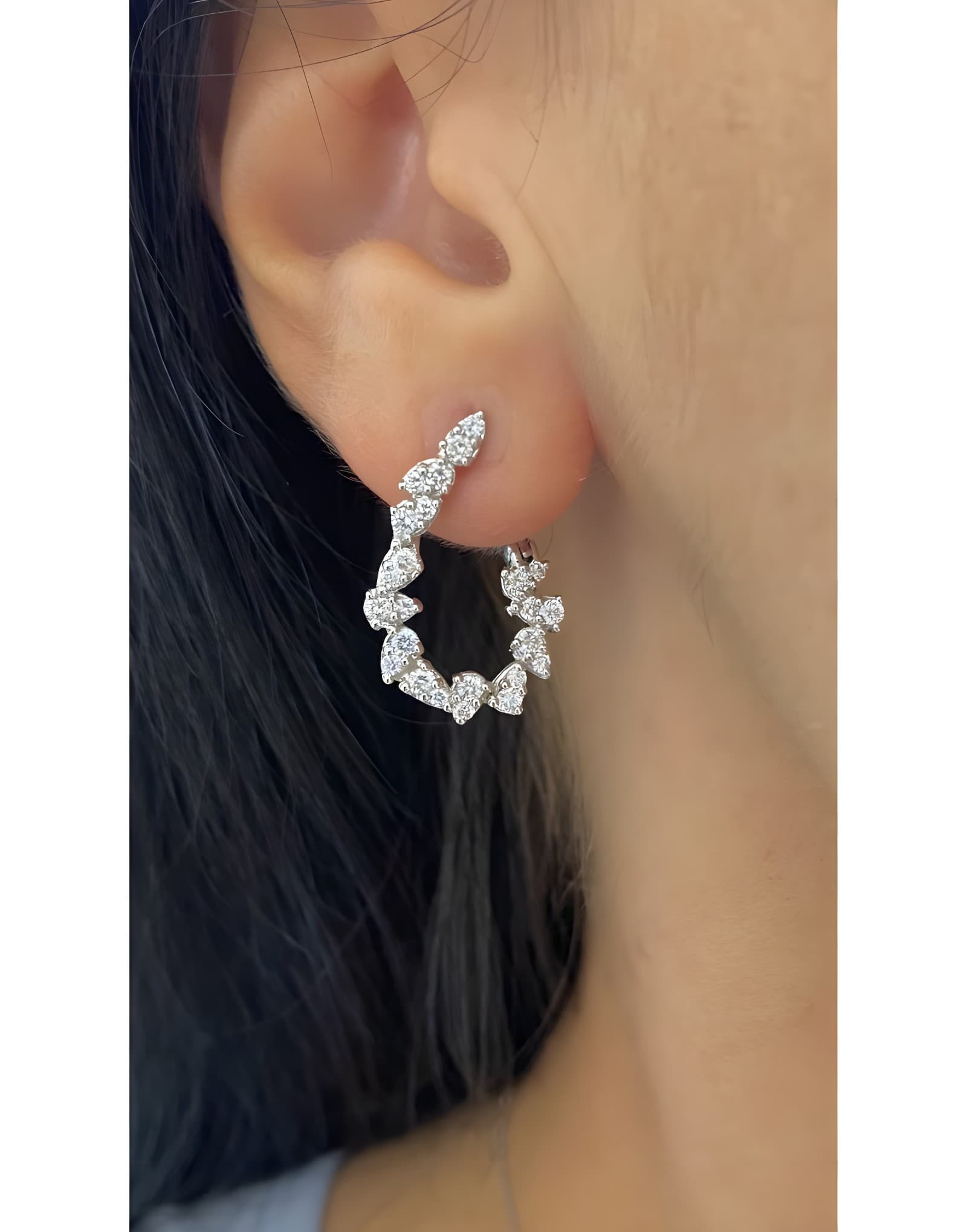 0.90ct Fvs Pırlanta 18K Beyaz Altın Küpe
