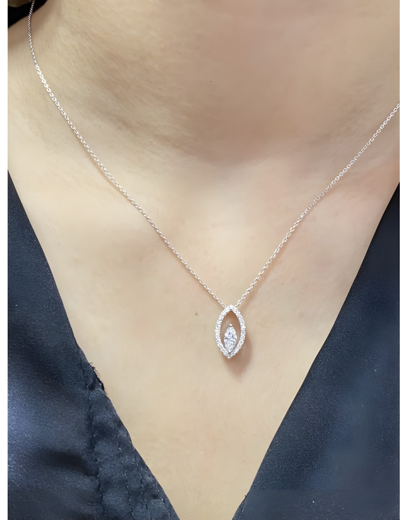 0.45ct Fvs Markiz Pırlantalı Altın Kolye