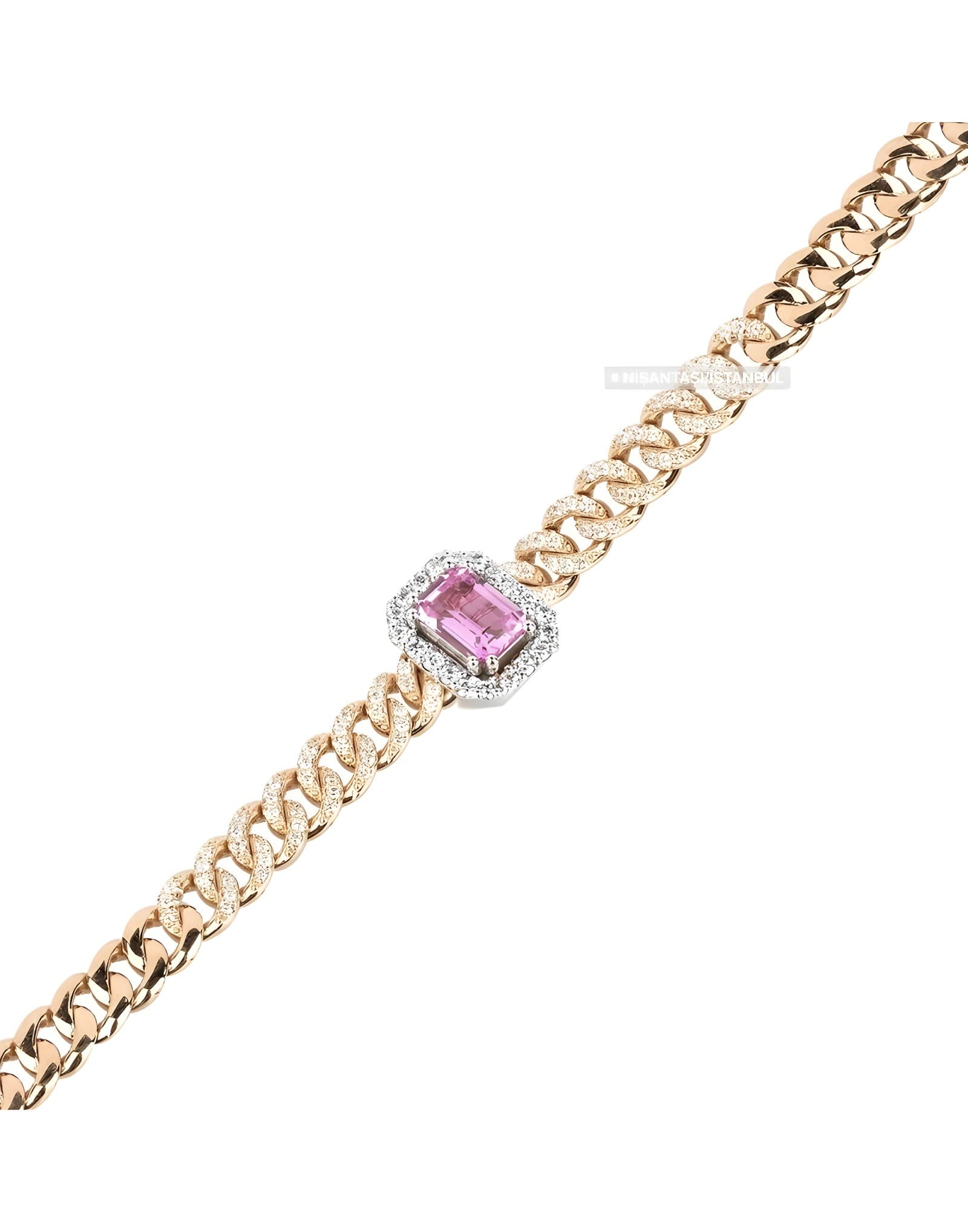 Sagra Pink Sapphire 0.75ct Pırlanta Altın Bileklik
