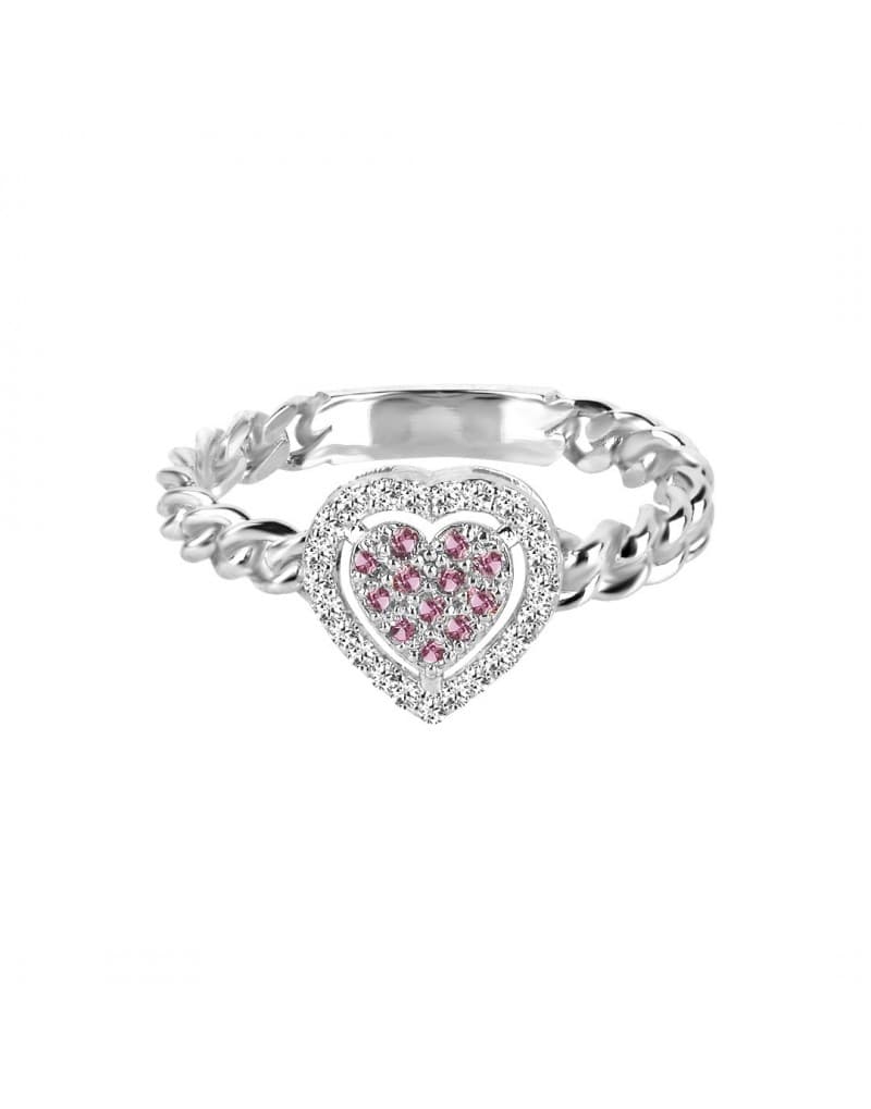 Arte Pink Safir ve Pırlantalı Zincir Altın Yüzük