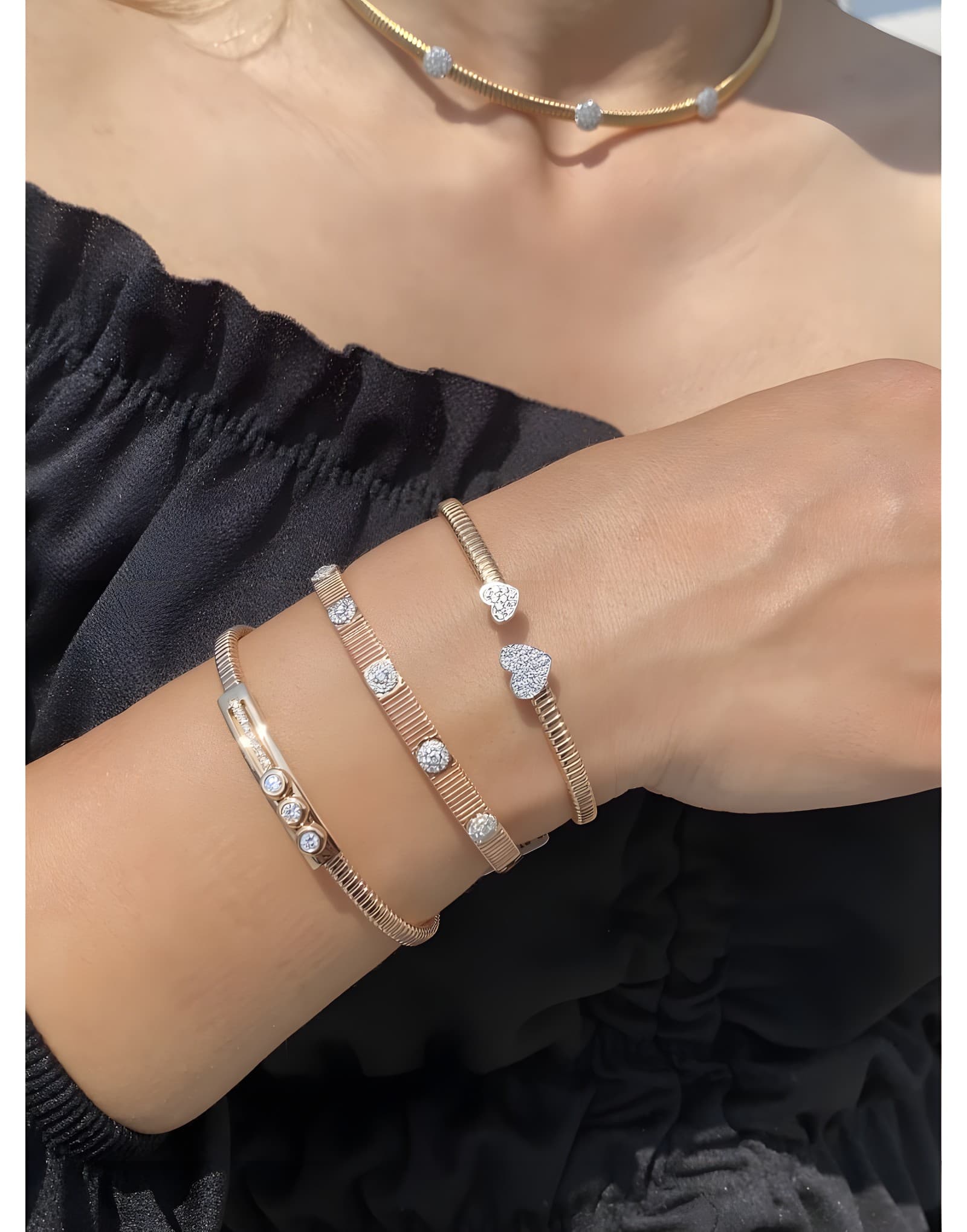 Bottega Arte Pırlantalı Kalp Altın Bileklik