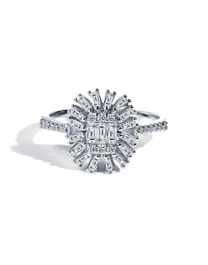 0.65ct F Rengi Baget Pırlanta Altın Yüzük