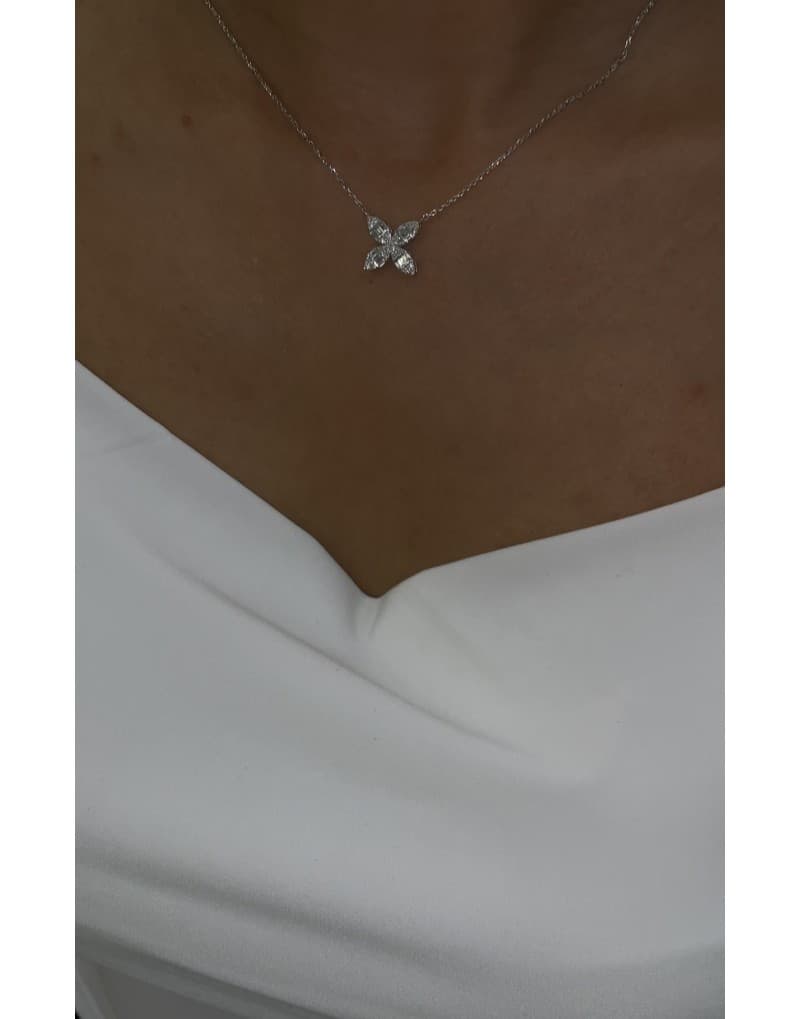 0.40ct F Rengi Baget Pırlanta Altın Kolye