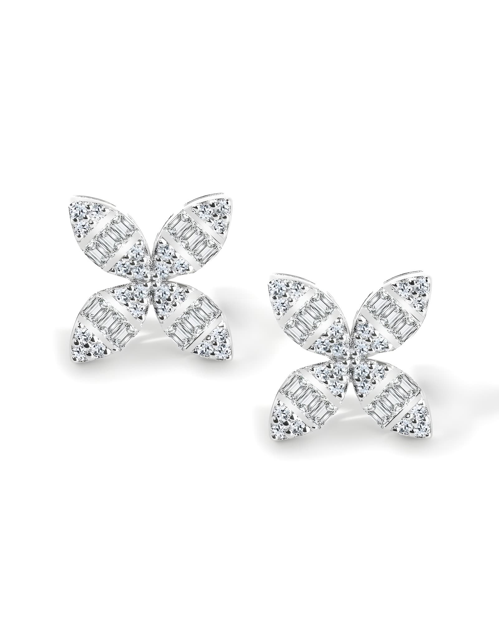 0.80ct F Rengi Baget Pırlanta Altın Küpe