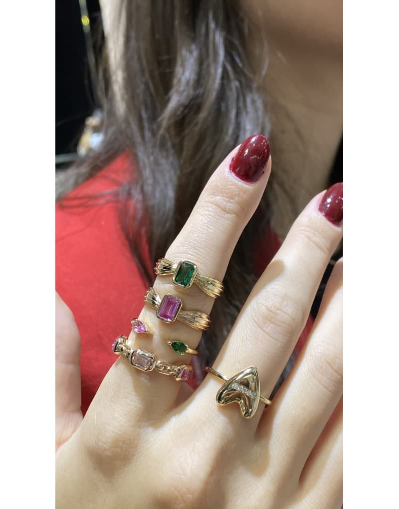 Pink Sapphire Yarımtur Altın Yüzük