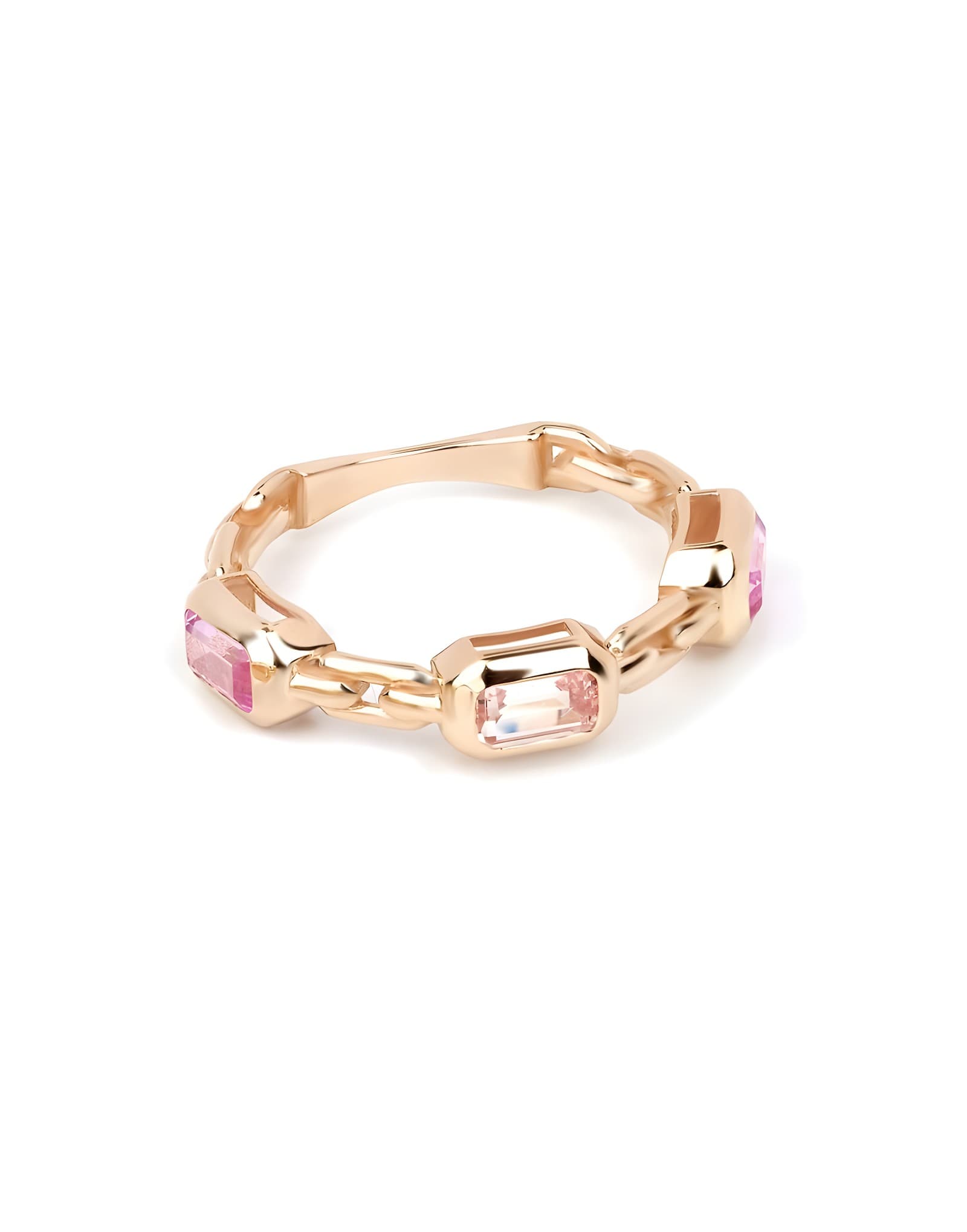 Pink Sapphire Yarımtur Altın Yüzük