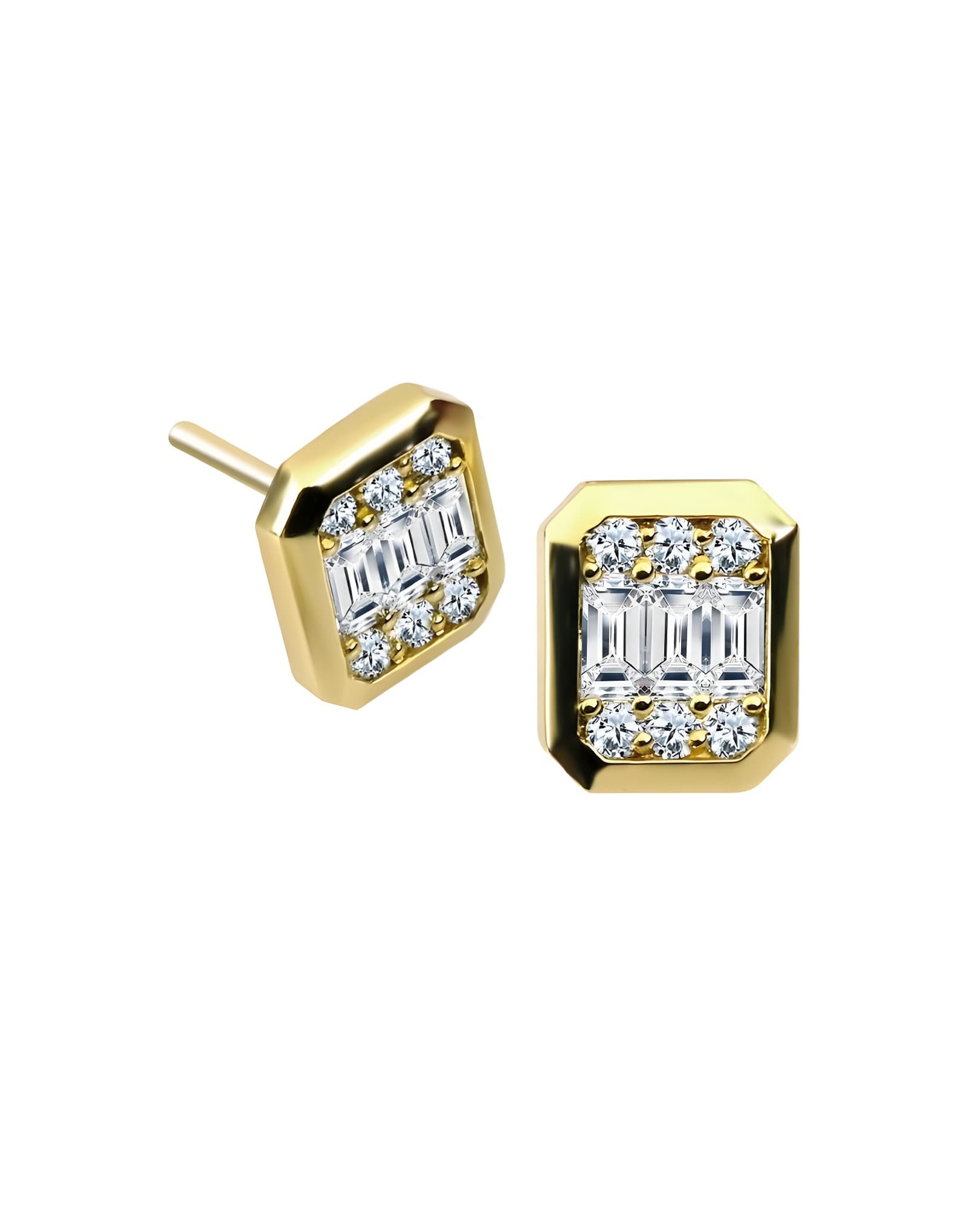 Roxenne 0.40ct F Rengi Baget Pırlantalı Altın Küpe