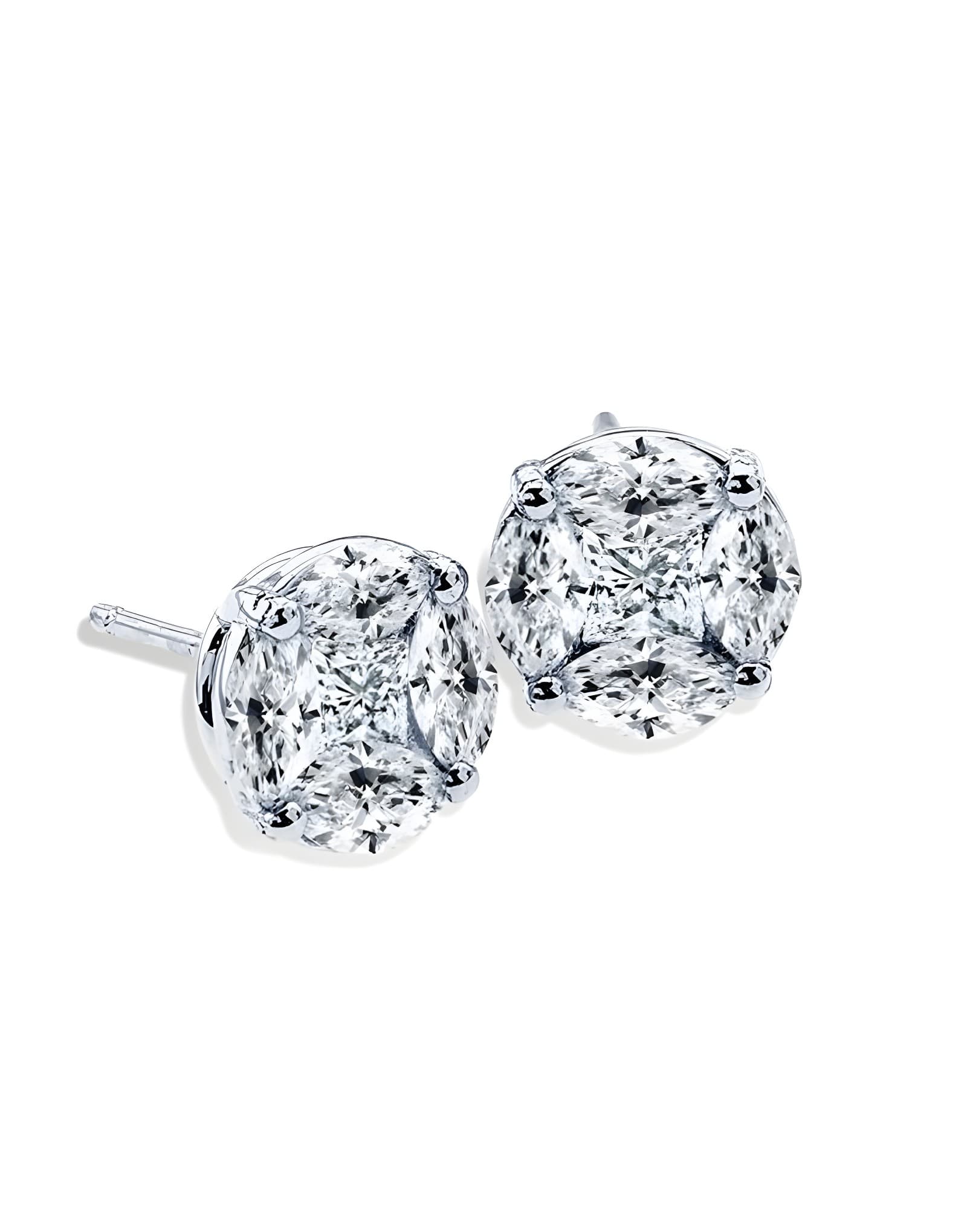 4.00ct Görünüm Pırlanta Puzzle Altın Küpe
