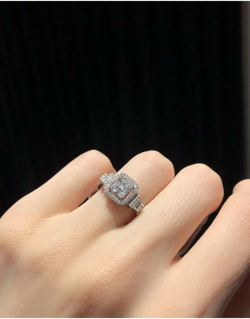 0.70ct F Rengi Pırlanta Baget Pırlanta Altın Yüzük