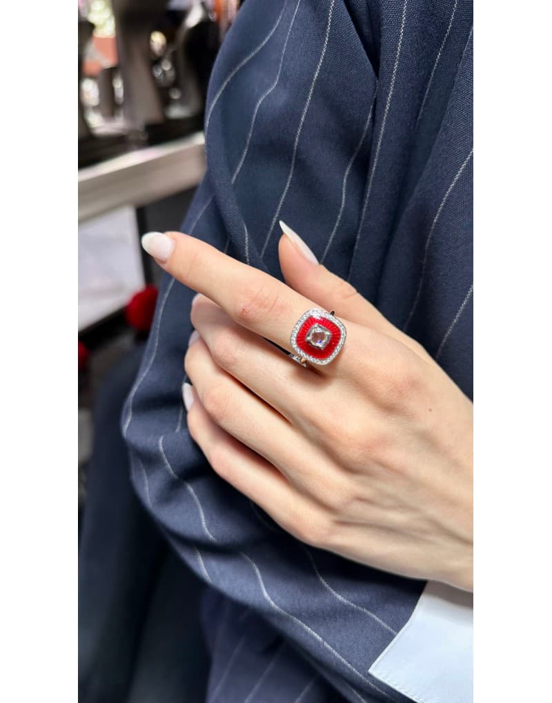 Mineli Rose Cut Altın Yüzük