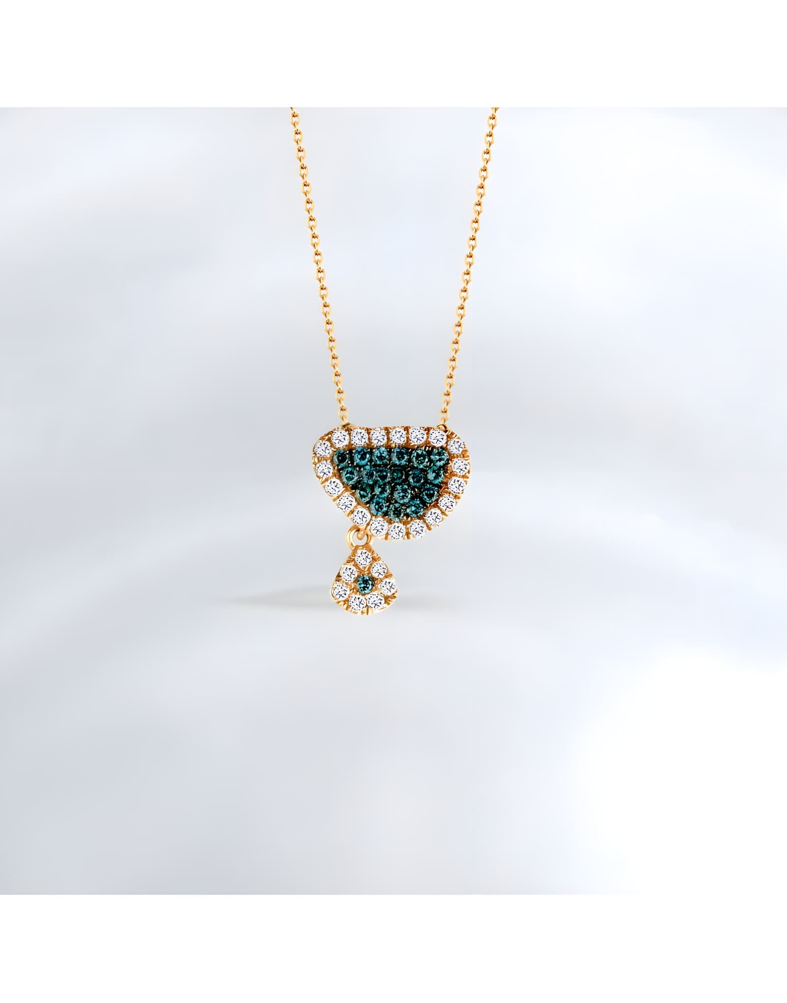 0.25ct Mavi Pırlantalı Altın Kolye