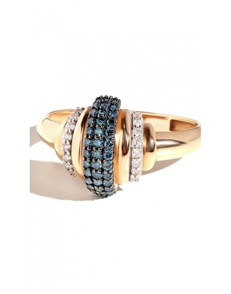 0,25ct Mavi Pırlantalı Günlük Stil Altın Yüzük