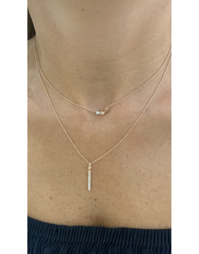 0.16ct Pırlantalı Çubuk Kolye