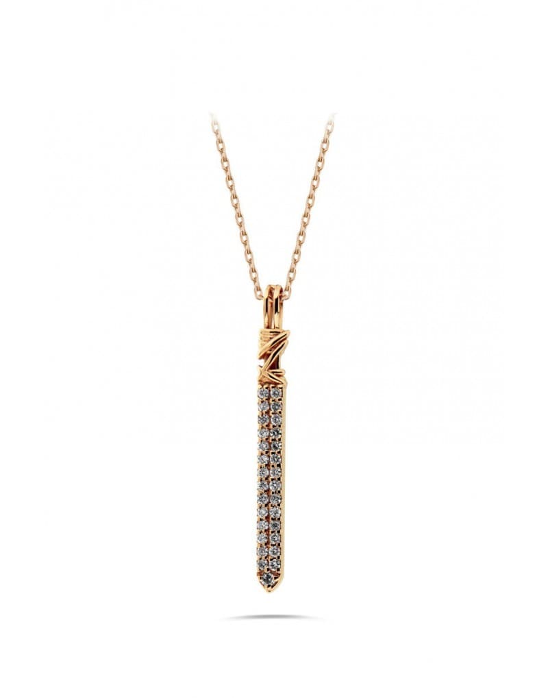 0.16ct Pırlantalı Çubuk Kolye
