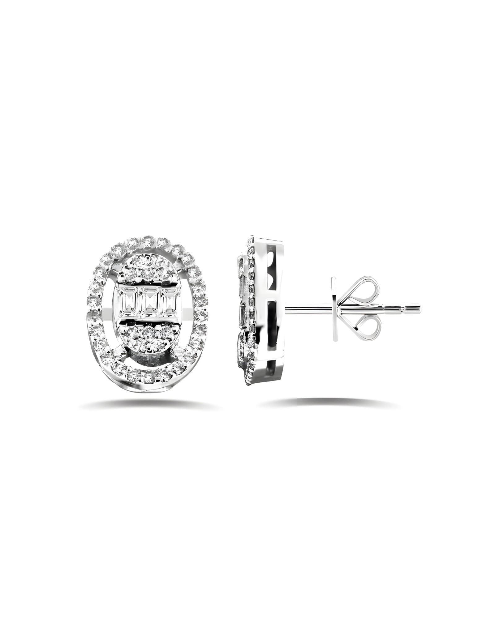 0.35ct Oval Model Baget Pırlanta Küpe